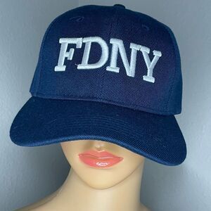 Heemang FDNY Mens OSFA Hat Navy Blue Adjustable Strapback Classic Baseball Cap